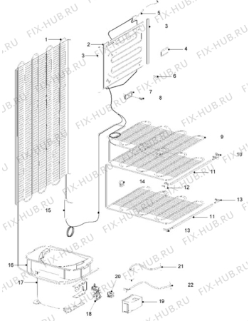 Взрыв-схема холодильника Zanussi ZFK56/48RA - Схема узла Cooling system 017